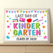 Customizable Last Day Of Kindergarten Sign Template | End of Year Preschool Poster