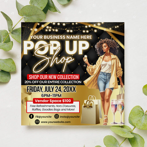 DIY Pop Up Shop Flyer Template | Boutique Shopping Sale Event Invite