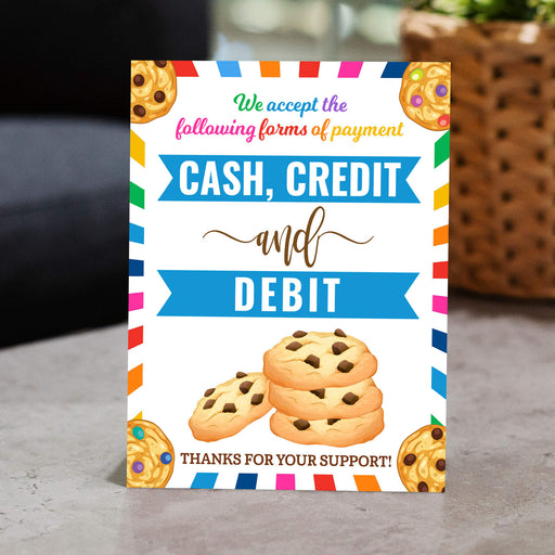 Printable We Accept Cash, Credit Debit Payments Sign | PDF Cookie Scouts Poster Banner Sign