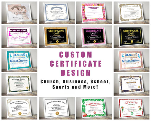 Custom Certificate Design | Personalized Certificate For Business, School, Church and Family Template