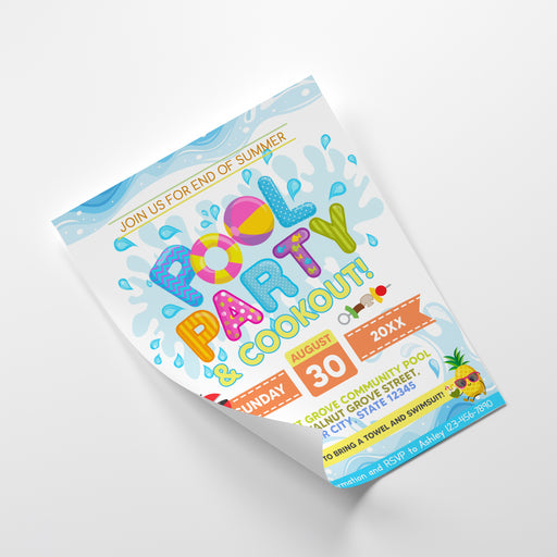 printable flyers, school flyer, Pool Invitation, Pool Party Invite, Pool Invite, End Of Summer, splish splash, Summer Bash, Summer Bash invite, summer invitation, pool party invites, splish splash party, end of the year