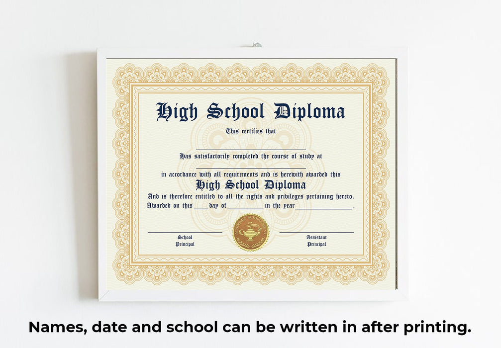 Printable Blank PDF Homeschool High School Diploma Template