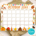 Autumn Harvest October Editable Calendar Design