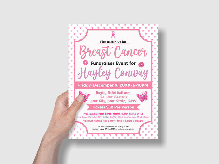 Customizable Breast Cancer Fundraiser Flyer | Awareness Month Cancer ...