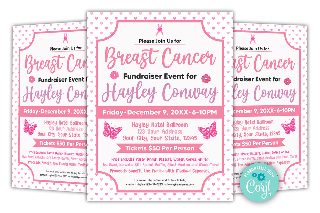 Customizable Breast Cancer Fundraiser Flyer | Awareness Month Cancer ...