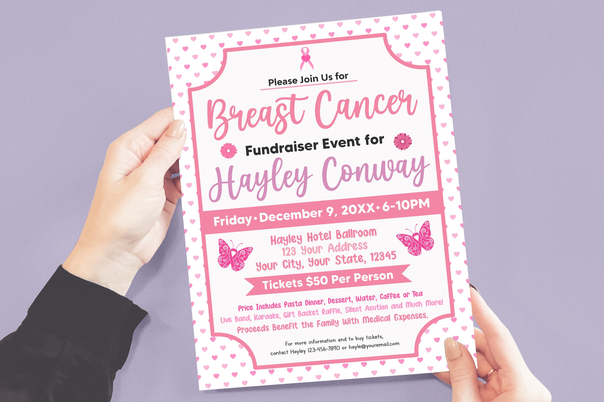 Customizable Breast Cancer Fundraiser Flyer | Awareness Month Cancer ...