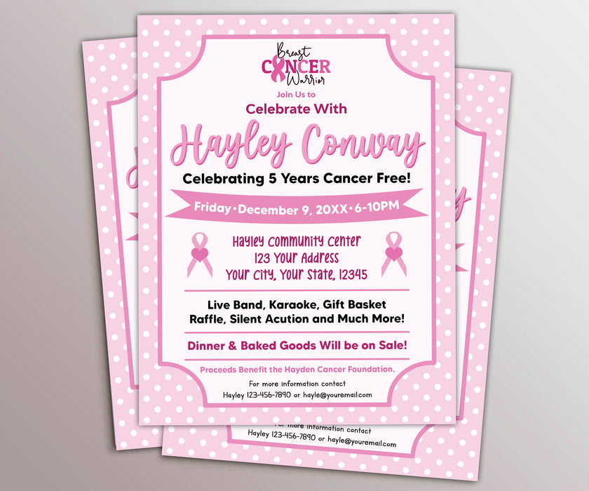 DIY Breast Cancer Survivor Flyer | Cancer Benefit Awareness Month Fundraiser TemplateDIY Breast Cancer Survivor Flyer | Cancer Benefit Awareness Month Fundraiser Template