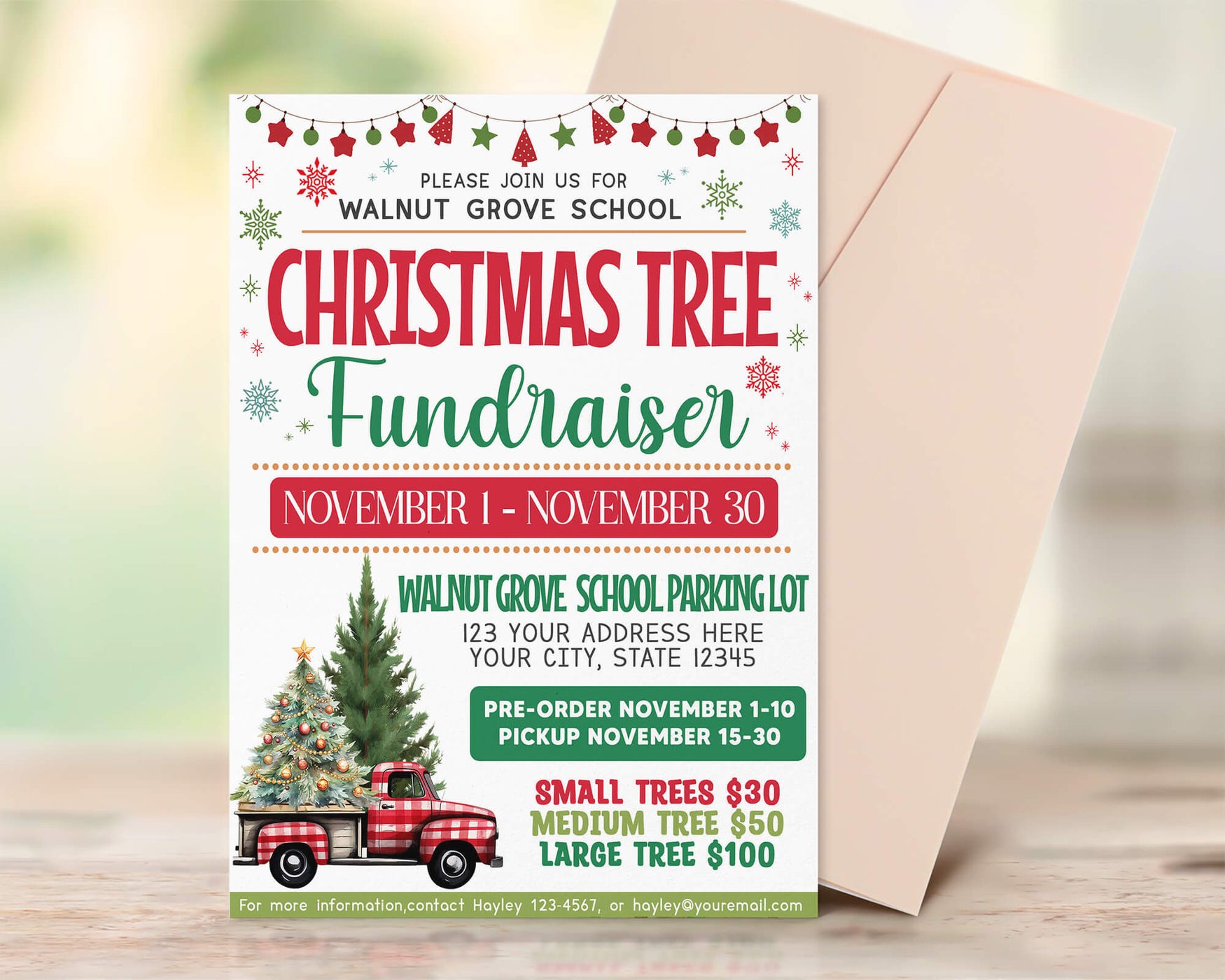 Christmas Tree Fundraiser Flyer Template | PTO PTA Church Community ...