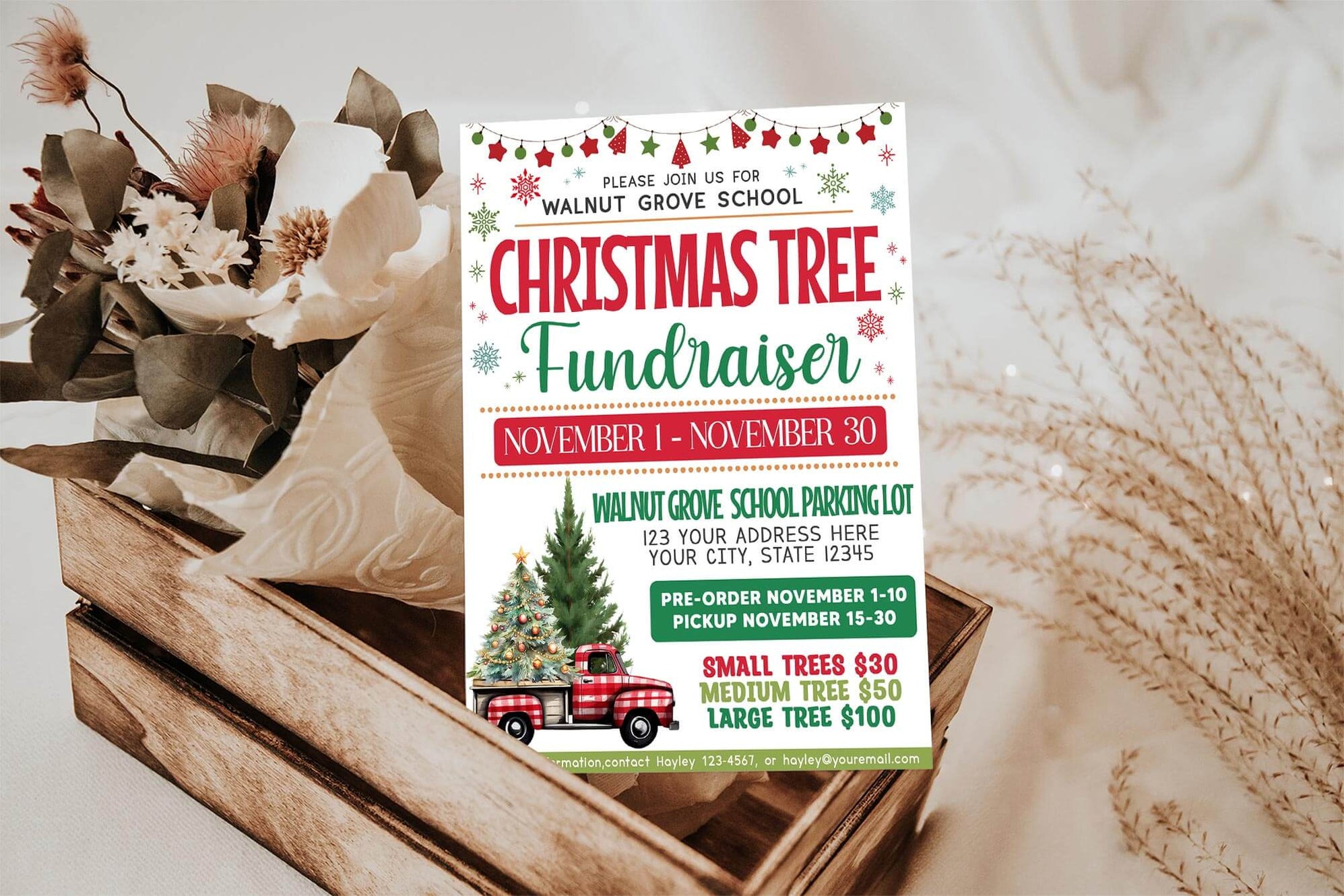 Christmas Tree Fundraiser Flyer Template | PTO PTA Church Community ...