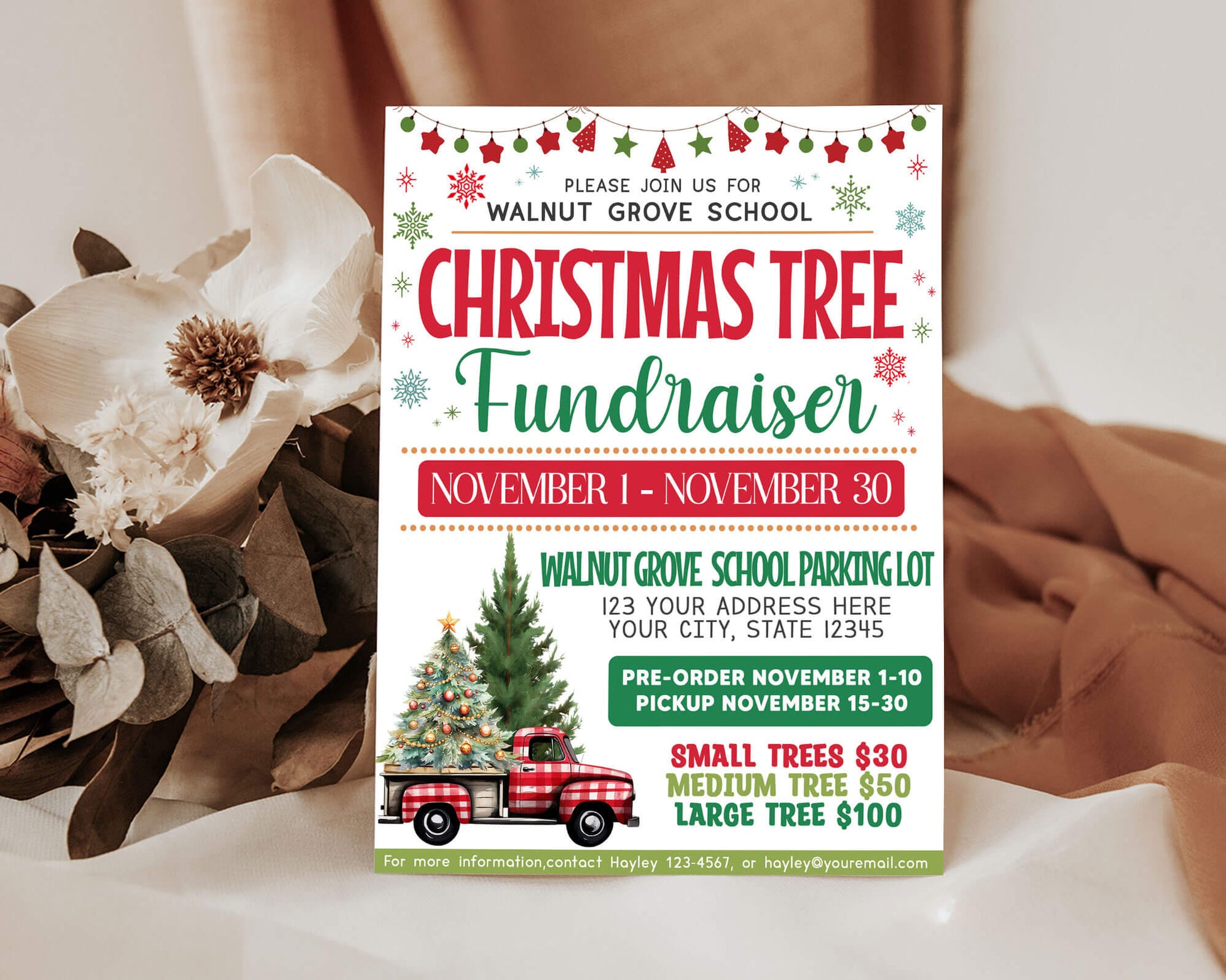 Christmas Tree Fundraiser Flyer Template | PTO PTA Church Community ...