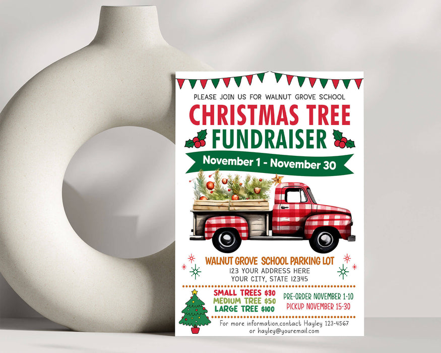 DIY Christmas Tree Fundraiser Flyer | Christmas Holiday Fundraising Sale Event Poster