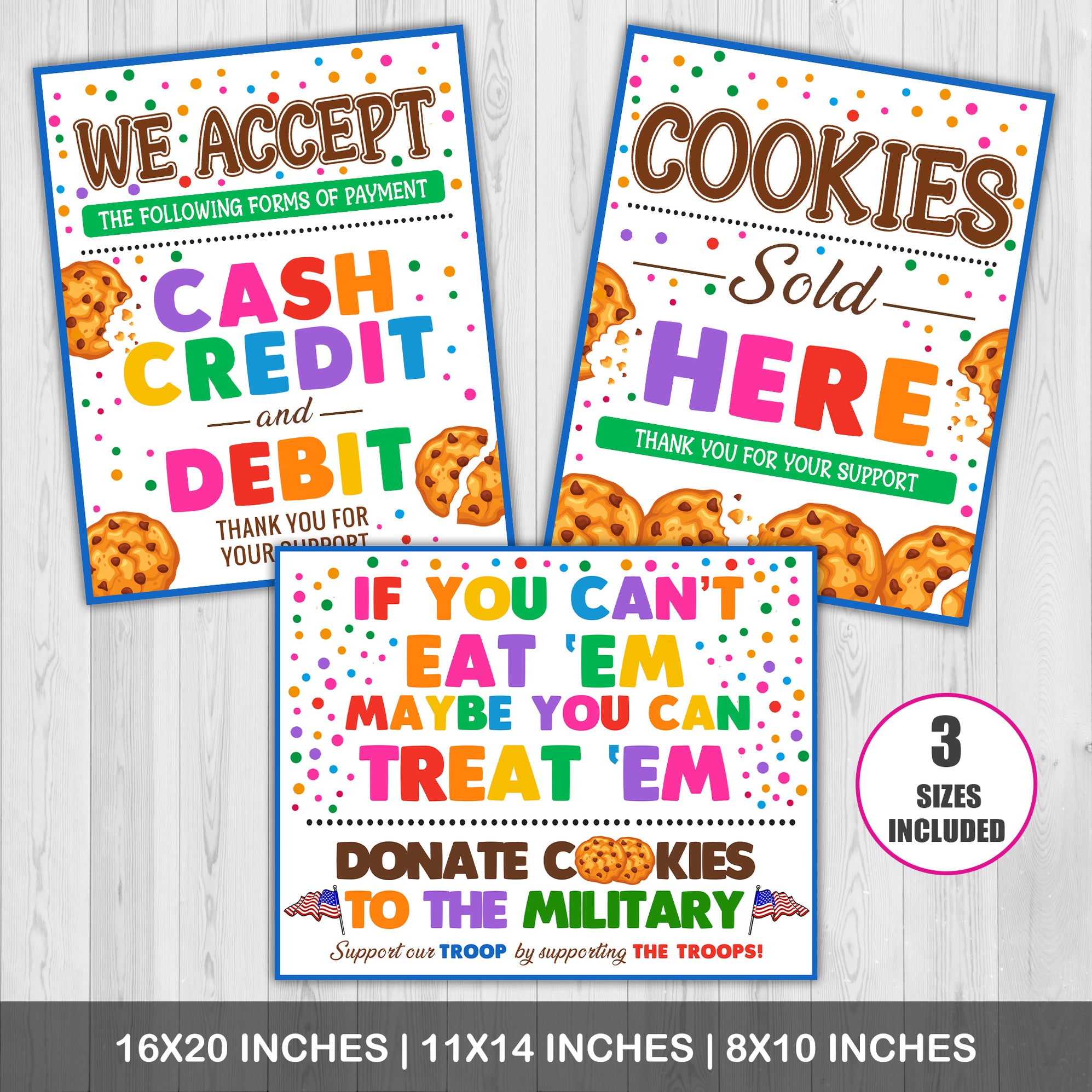 Cookies Sign Pow PDF Cookie Booth Sign Set | Printable We Accept Payments Sign Cash ...