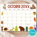 Customizable Autumn Animals October Calendar Planner Template