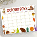 Customizable Autumn Animals October Calendar Planner Template