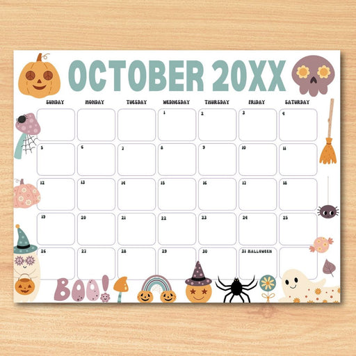 DIY Cute Halloween October Calendar Planner Template