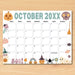DIY Cute Halloween October Calendar Planner Template
