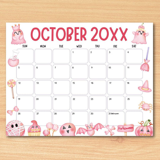 Customizable Digital October Halloween Calendar Planner Template