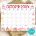Customizable Digital October Halloween Calendar Planner Template