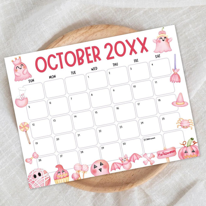 Customizable Digital October Halloween Calendar Planner Template