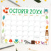 Customizable Fall Colors Animal October Calendar