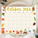 Customizable October Animal Fall Calendar