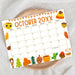 Customizable October Calendar with Fall Harvest Cute Theme