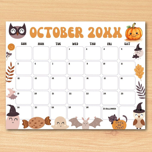 Customizable October Halloween Calendar Planner