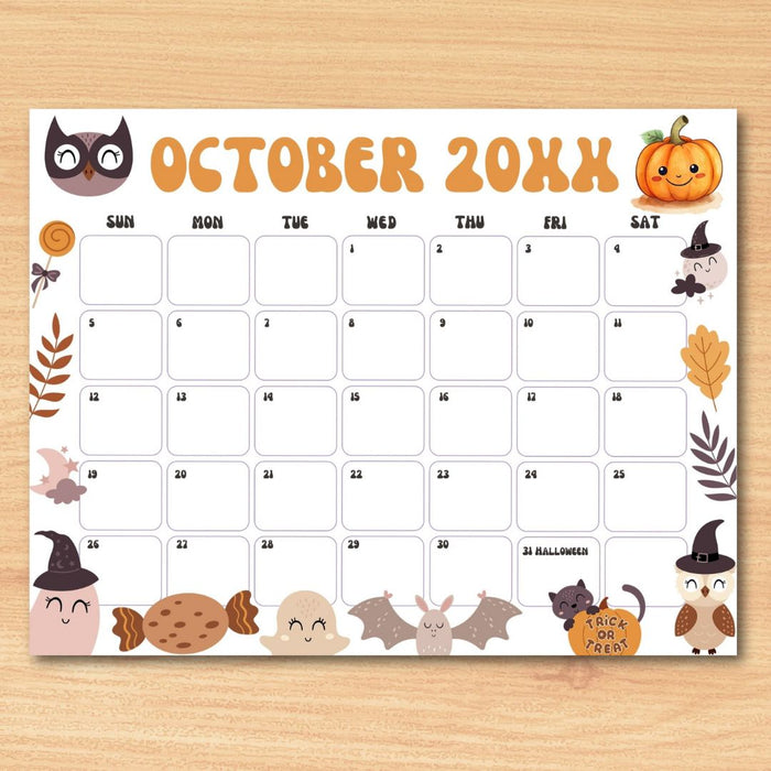Customizable October Halloween Calendar Planner
