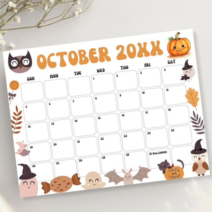 Customizable October Halloween Calendar Planner