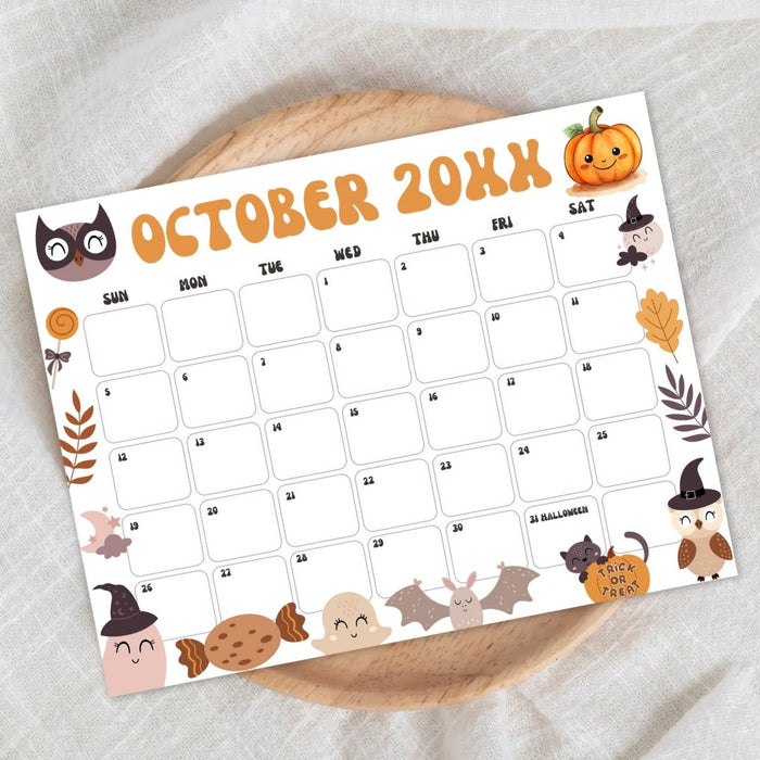 Customizable October Halloween Calendar Planner