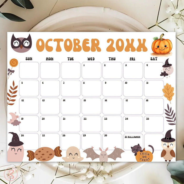 Customizable October Halloween Calendar Planner