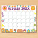Customizable Retro Groovy October Calendar Printable Design
