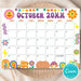 Customizable Retro Groovy October Calendar Printable Design