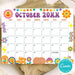 Customizable Retro Groovy October Calendar Printable Design