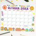 Customizable Retro Groovy October Calendar Printable Design