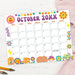 Customizable Retro Groovy October Calendar Printable Design