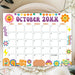 Customizable Retro Groovy October Calendar Printable Design