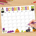 Customizable Whimsical Halloween October Calendar Template