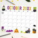Customizable Whimsical Halloween October Calendar Template