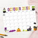Customizable Whimsical Halloween October Calendar Template