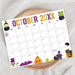 Customizable Whimsical Halloween October Calendar Template