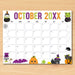Customizable Whimsical Halloween October Calendar Template