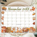 Customizable November Calendar Printable for Fall Thanksgiving