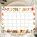 Cute Fall Animal October Calendar
