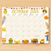 DIY Cute Autumn Harvest October Calendar Template