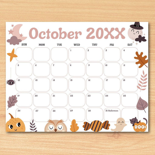 DIY Cute Spooky October Calendar Planner Template