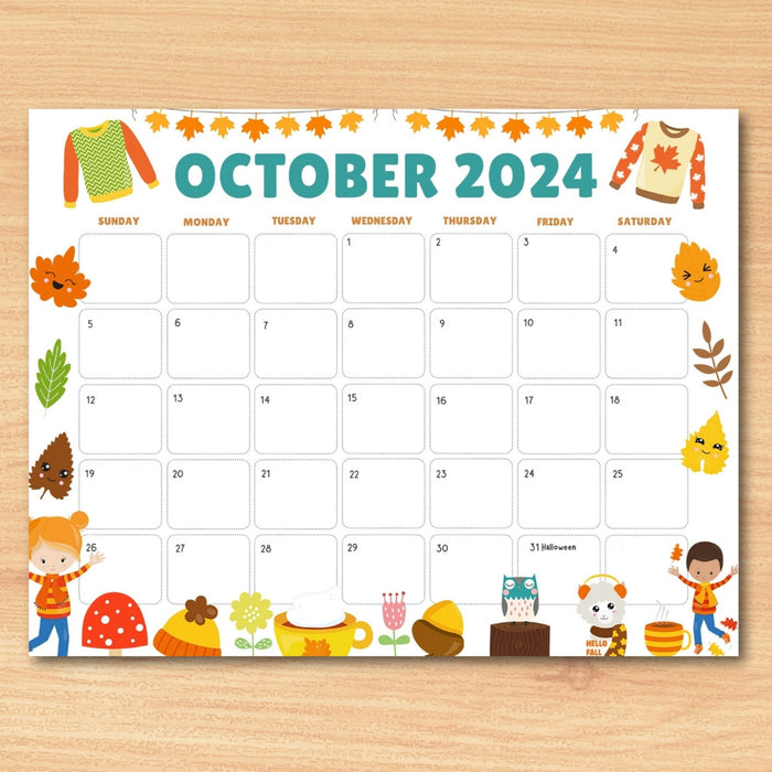 DIY Fall Harvest October Calendar Design