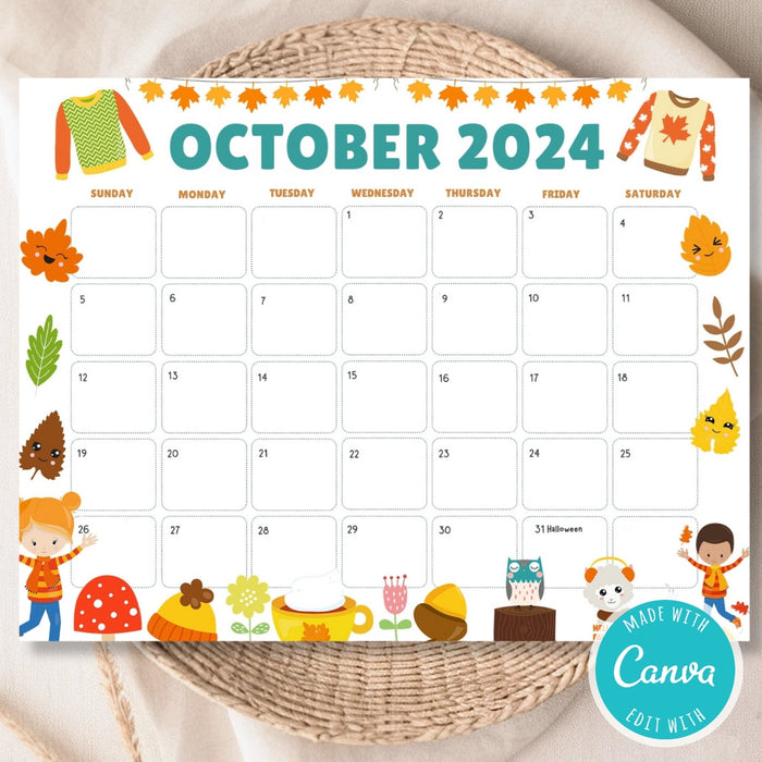 DIY Fall Harvest October Calendar Design