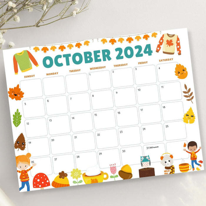 DIY Fall Harvest October Calendar Design