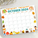 DIY Fall Harvest October Calendar Design
